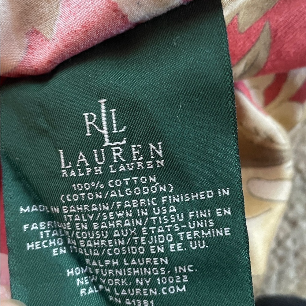 Ralph Lauren Villa Camelia Floral Euro Sham Pillow Case 27 x 27 - Picture 4 of 4